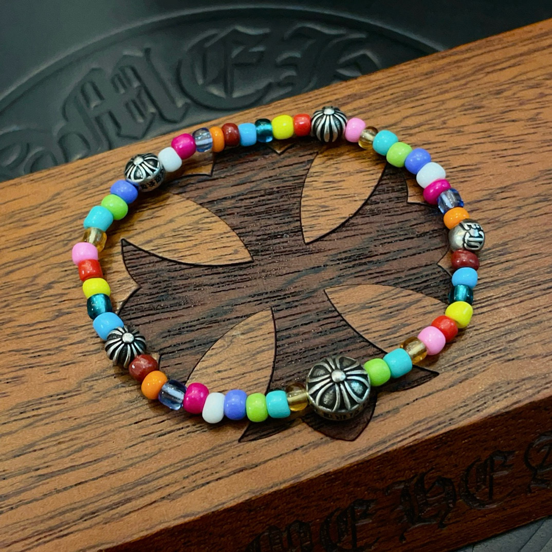   一眼心动系列 chromehearts琉璃五银珠手串克罗心琉璃五银珠手串 色彩斑斓，像一条彩虹非常有