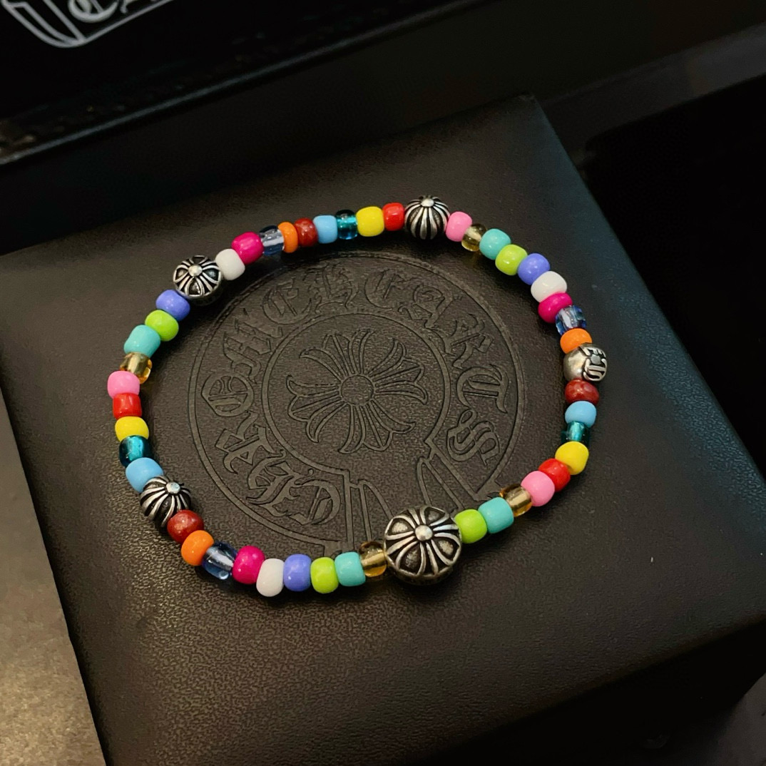   一眼心动系列 chromehearts琉璃五银珠手串克罗心琉璃五银珠手串 色彩斑斓，像一条彩虹非常有