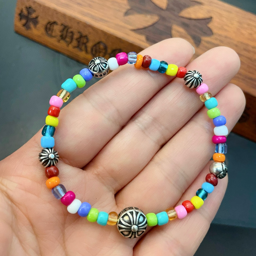  一眼心动系列 chromehearts琉璃五银珠手串克罗心琉璃五银珠手串 色彩斑斓，像一条彩虹非常有