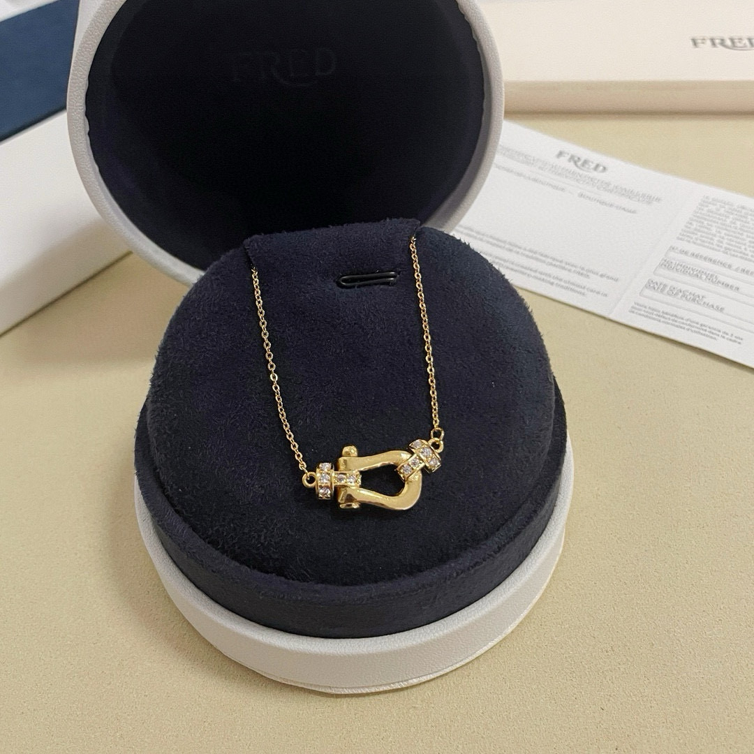 🎉 𝗙𝗥𝗘𝗗 费雷德半钻马蹄扣项链，精工微镶，高端定制，专柜材质，加厚电镀工艺，精致又有点轻奢的感觉，