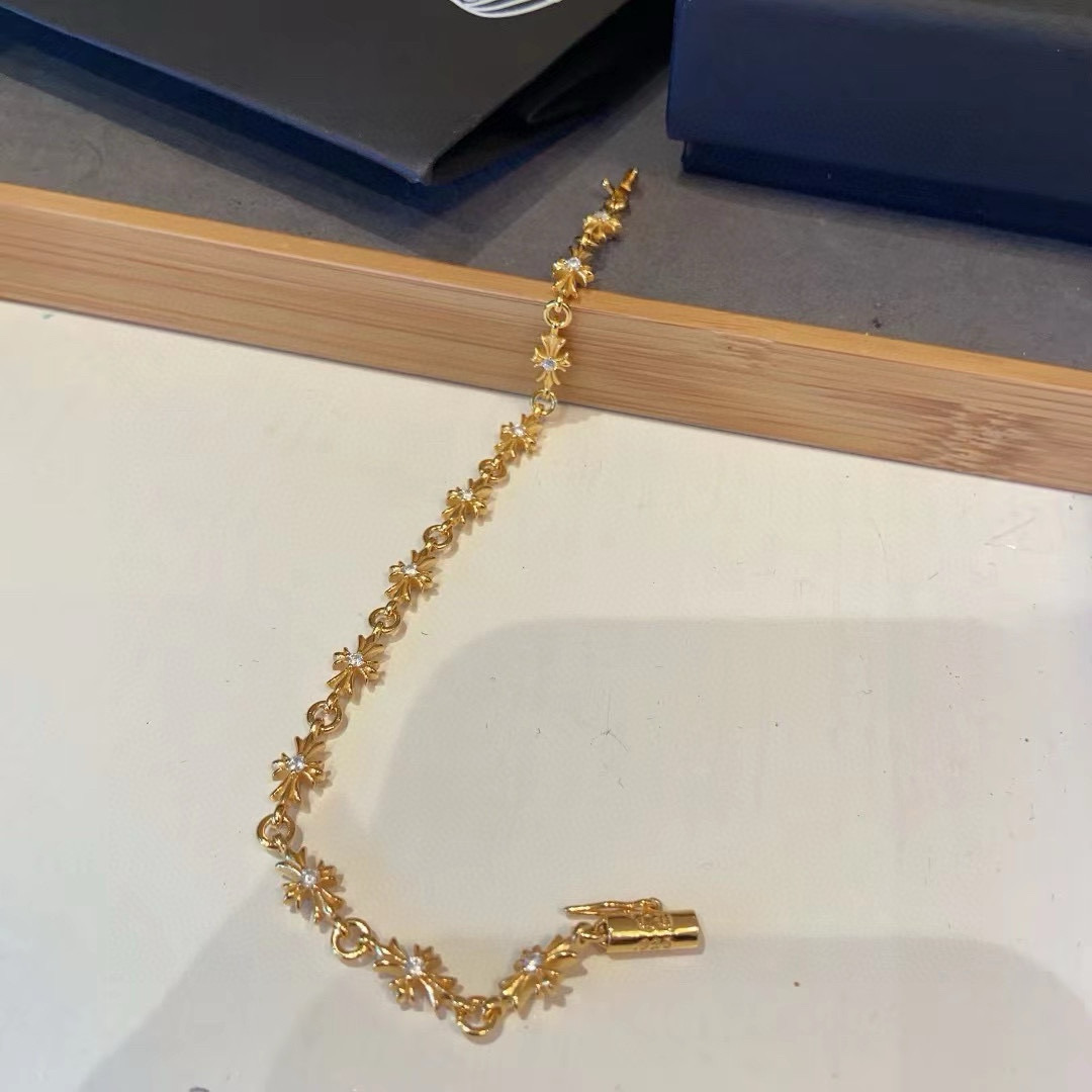  Chrome Hearts ❤️ 克罗心黄金色镶钻手链  原版复刻 区别于市面版本 纯手工打造 ～正品