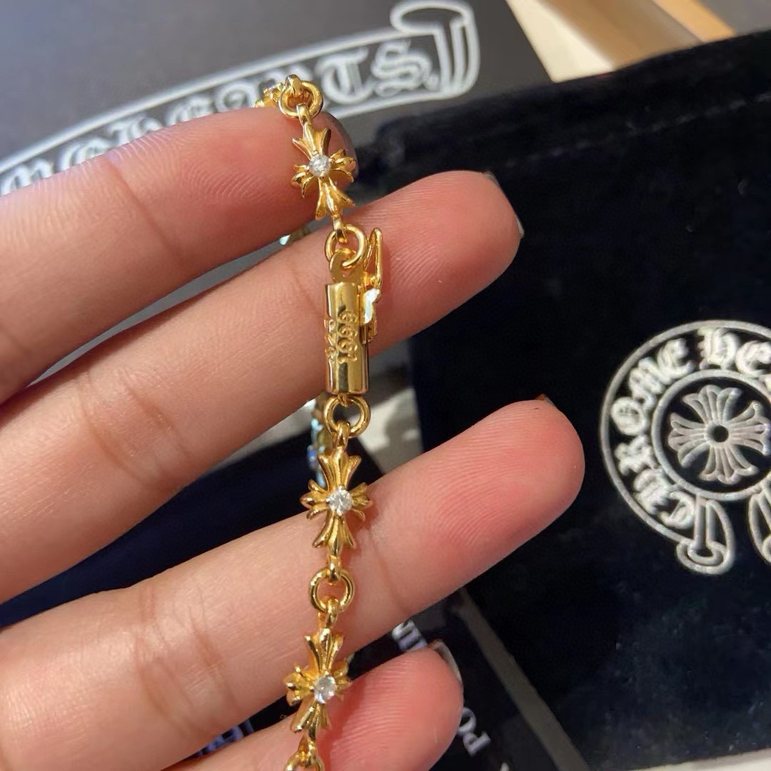  Chrome Hearts ❤️ 克罗心黄金色镶钻手链  原版复刻 区别于市面版本 纯手工打造 ～正品