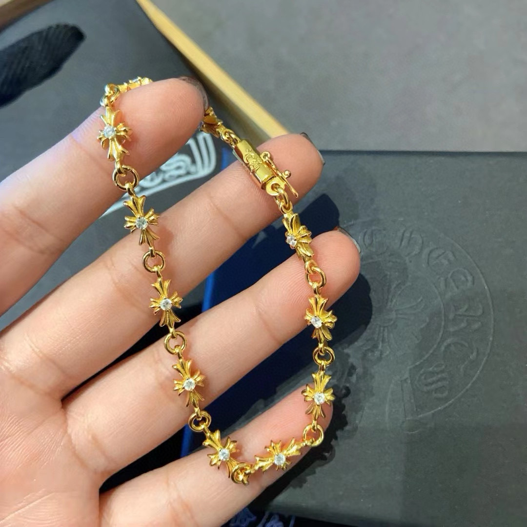  Chrome Hearts ❤️ 克罗心黄金色镶钻手链  原版复刻 区别于市面版本 纯手工打造 ～正品