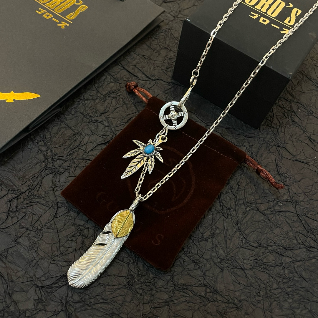 批    【新品上架】Goro’s高桥吾郎上金羽毛吊坠，高桥经典项链，顶级版本，认准独家拍摄，主攻高端市
