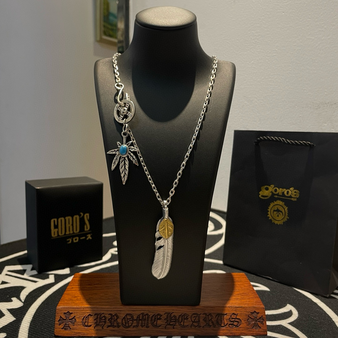 批    【新品上架】Goro’s高桥吾郎上金羽毛吊坠，高桥经典项链，顶级版本，认准独家拍摄，主攻高端市