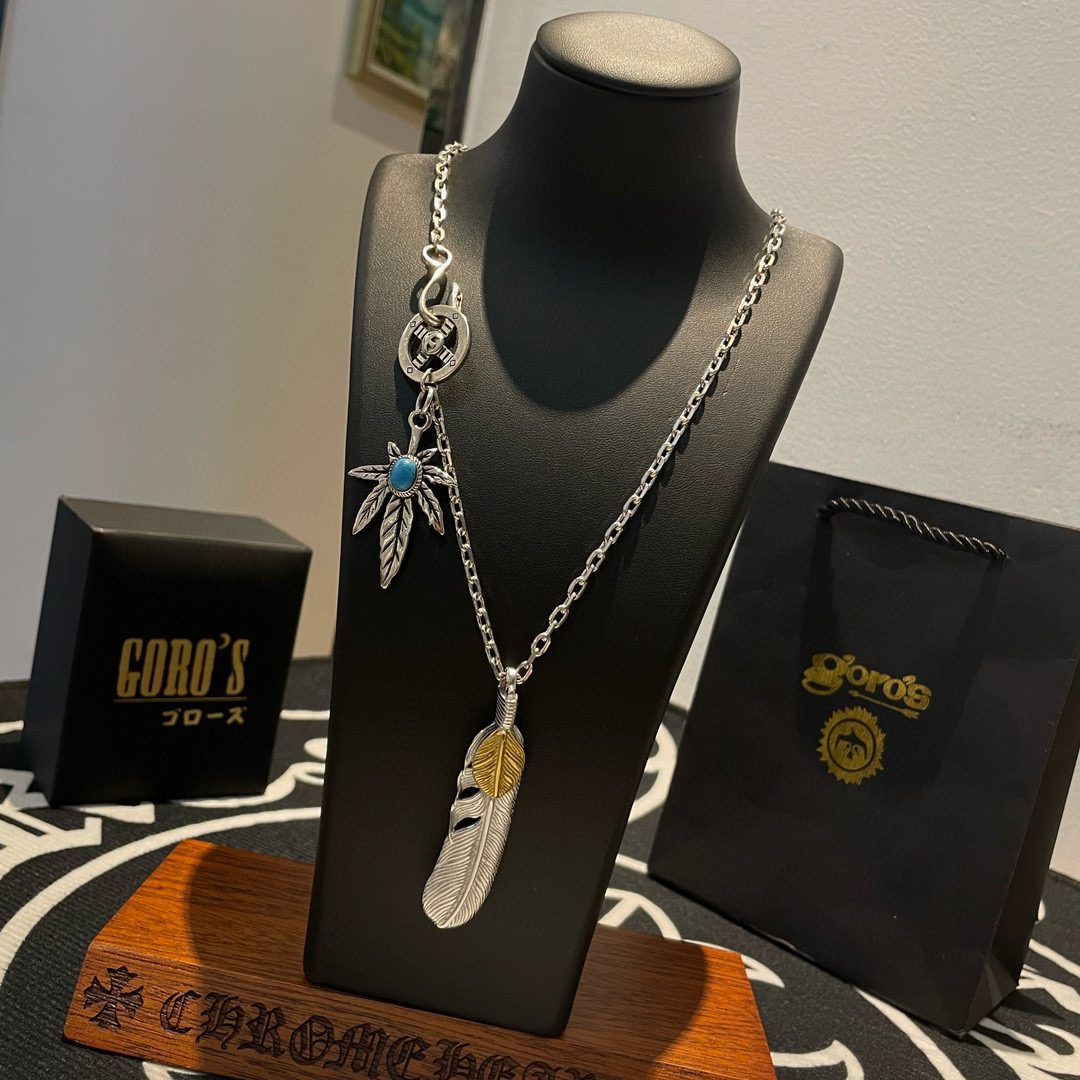 批    【新品上架】Goro’s高桥吾郎上金羽毛吊坠，高桥经典项链，顶级版本，认准独家拍摄，主攻高端市