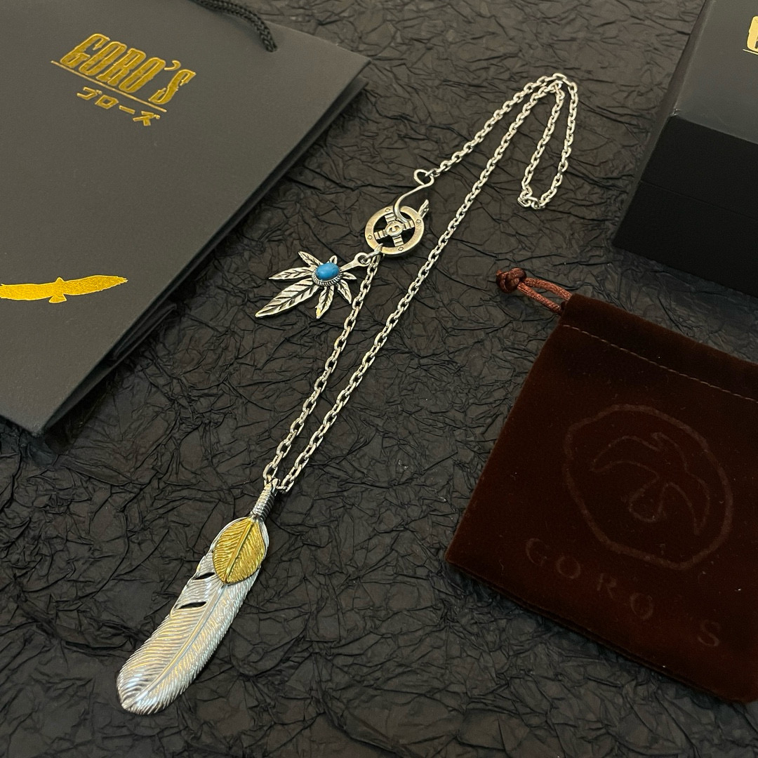 批    【新品上架】Goro’s高桥吾郎上金羽毛吊坠，高桥经典项链，顶级版本，认准独家拍摄，主攻高端市