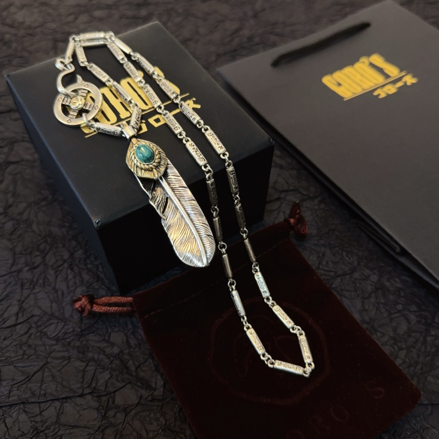   【新品上架】Goro’s高桥吾郎复古松石羽毛吊坠 高桥经典竹节项链  顶级版本 认准独家拍摄 主攻高