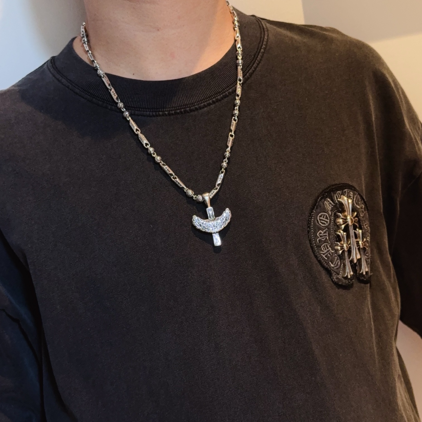  新款【专柜品质】Chrome Hearts克罗心经典复古骷髅头项链，十字架翅膀吊坠 凹凸造型不同的花纹