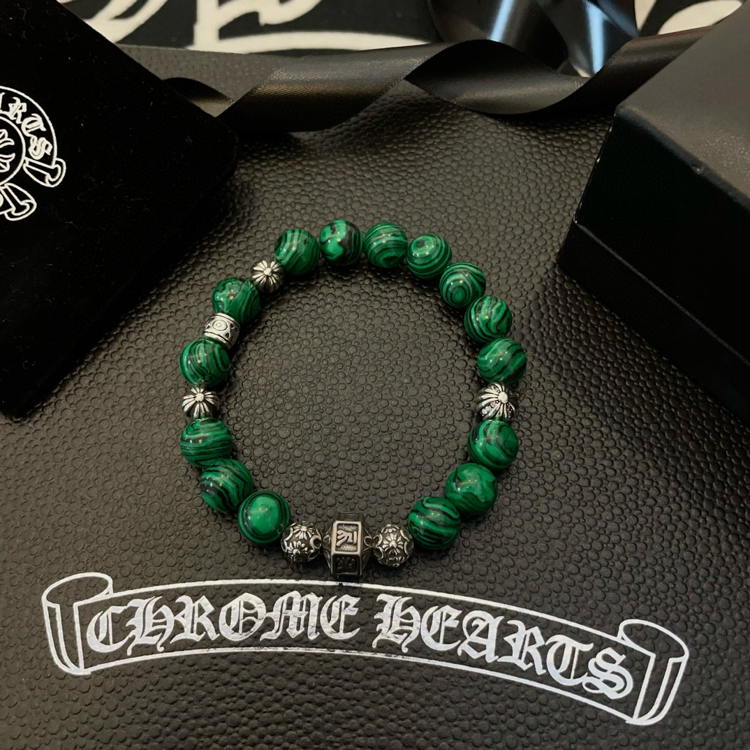 批 新款【专柜品质】Chrome Hearts克罗心 经典复古多元素孔雀石手串手链 ，快手/ins/小红
