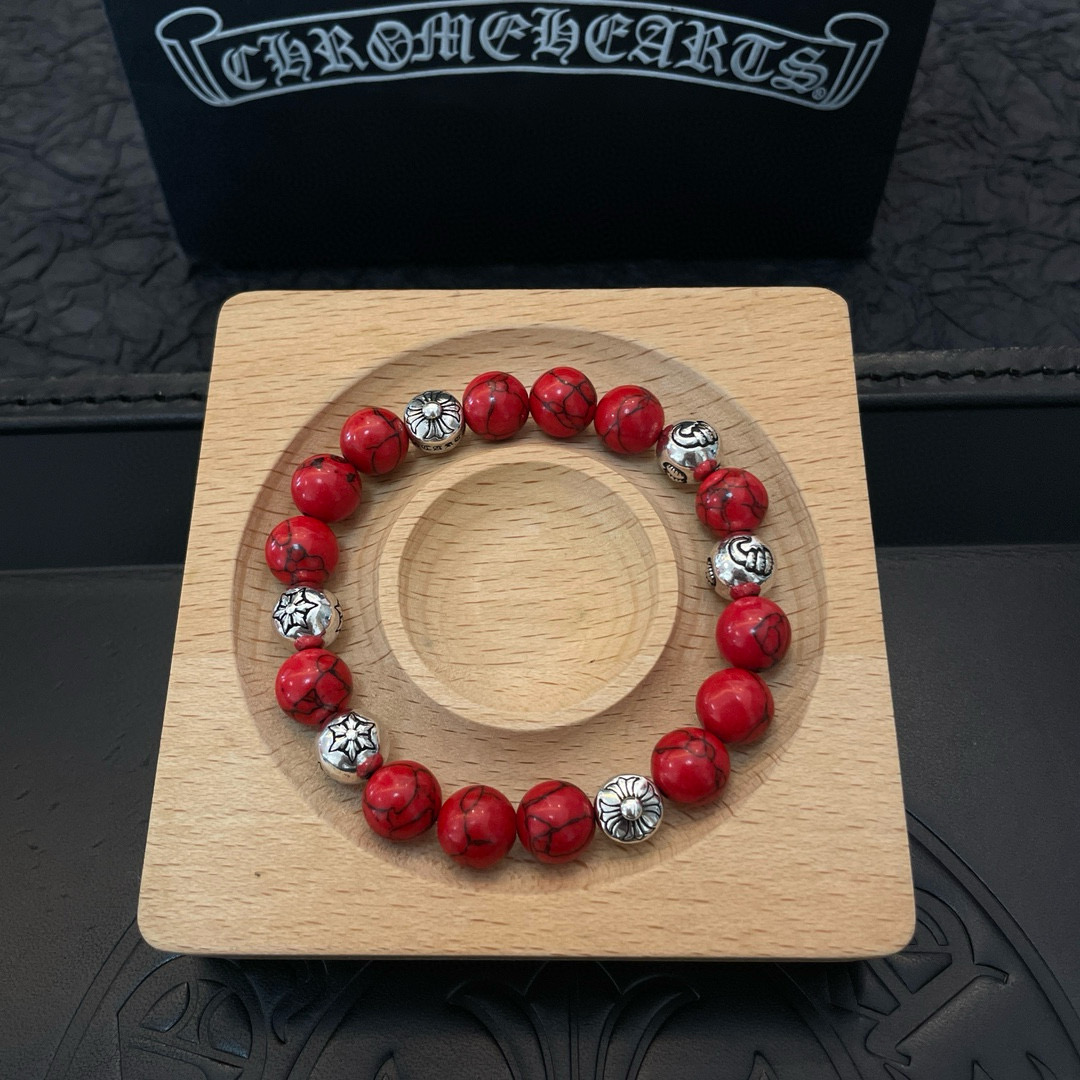  专柜精工版本 Chrome He@rts克罗心红松石多元素十字架手链 明星同款 复古做旧风格 原版复刻
