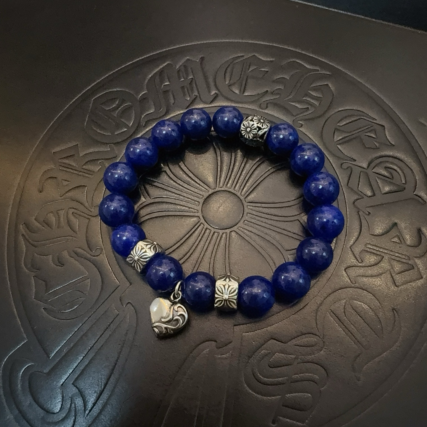 批 新款【专柜品质】Chrome Hearts克罗心 经典多元素青金石手串手链 ，小红书热款，凹凸造型不
