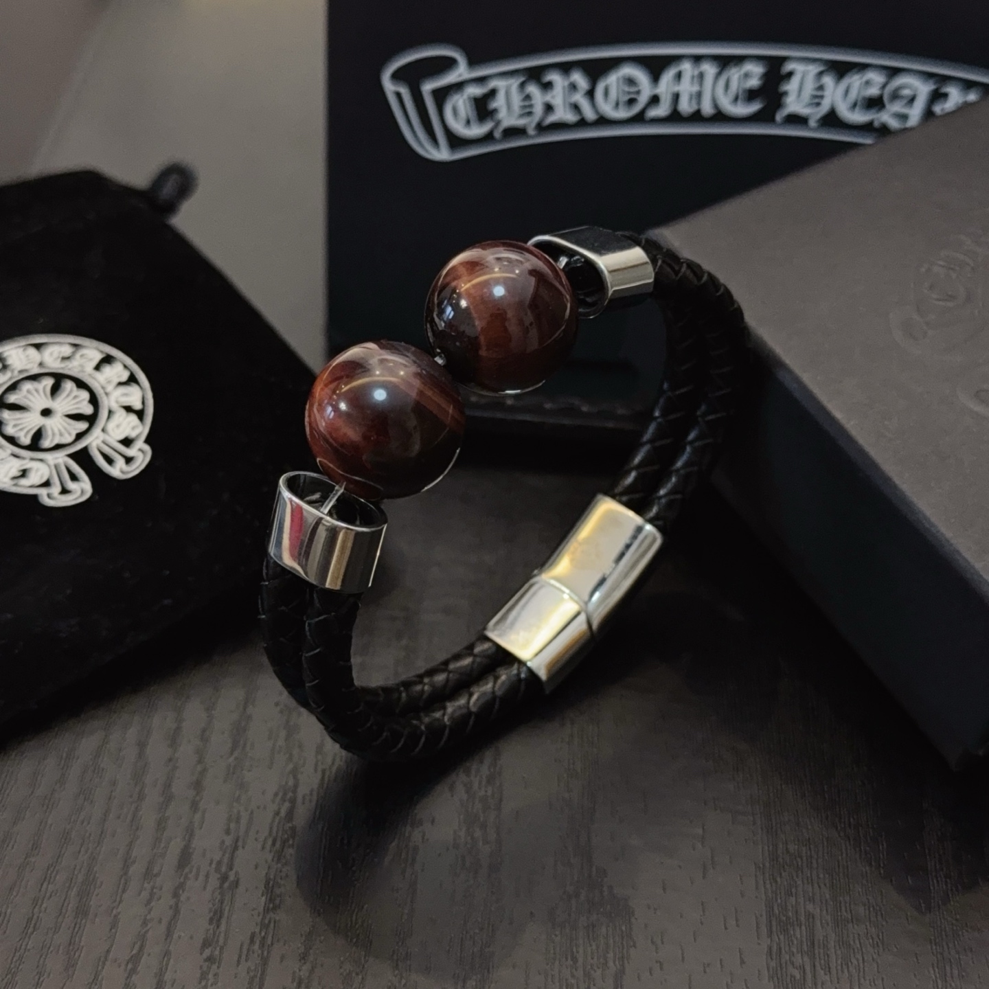   新款【专柜品质】Chrome Hearts克罗心皮绳手镯手绳，凹凸造型不同的花纹设计风格呈现出与众不