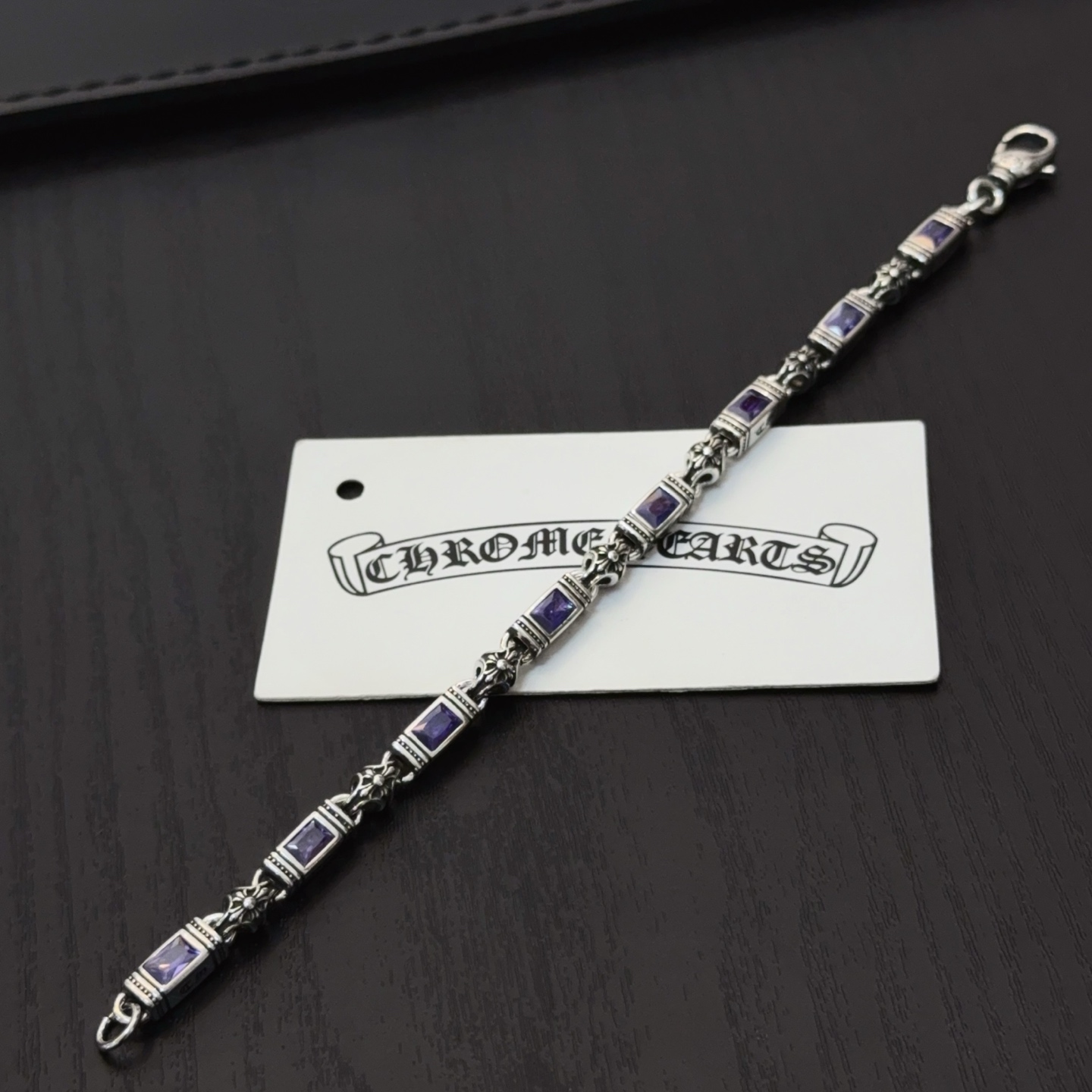  新款【专柜品质】Chrome Hearts克罗心多元素紫钻十字架手链 快手/ins/小红书热门 凹凸造