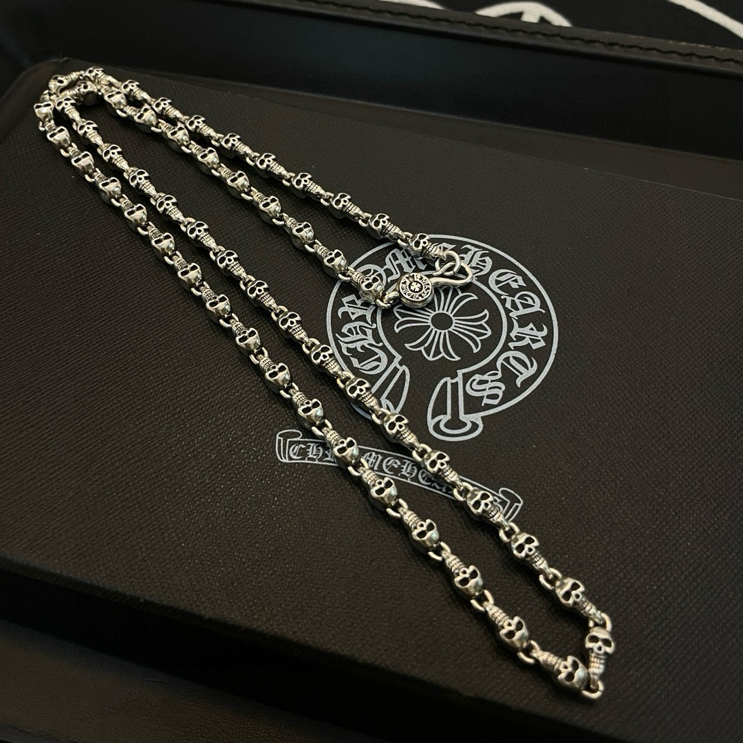 新款【专柜品质】Chrome Hearts克罗心 经典复古骷髅头项链 凹凸造型不同的花纹设计风格 呈现