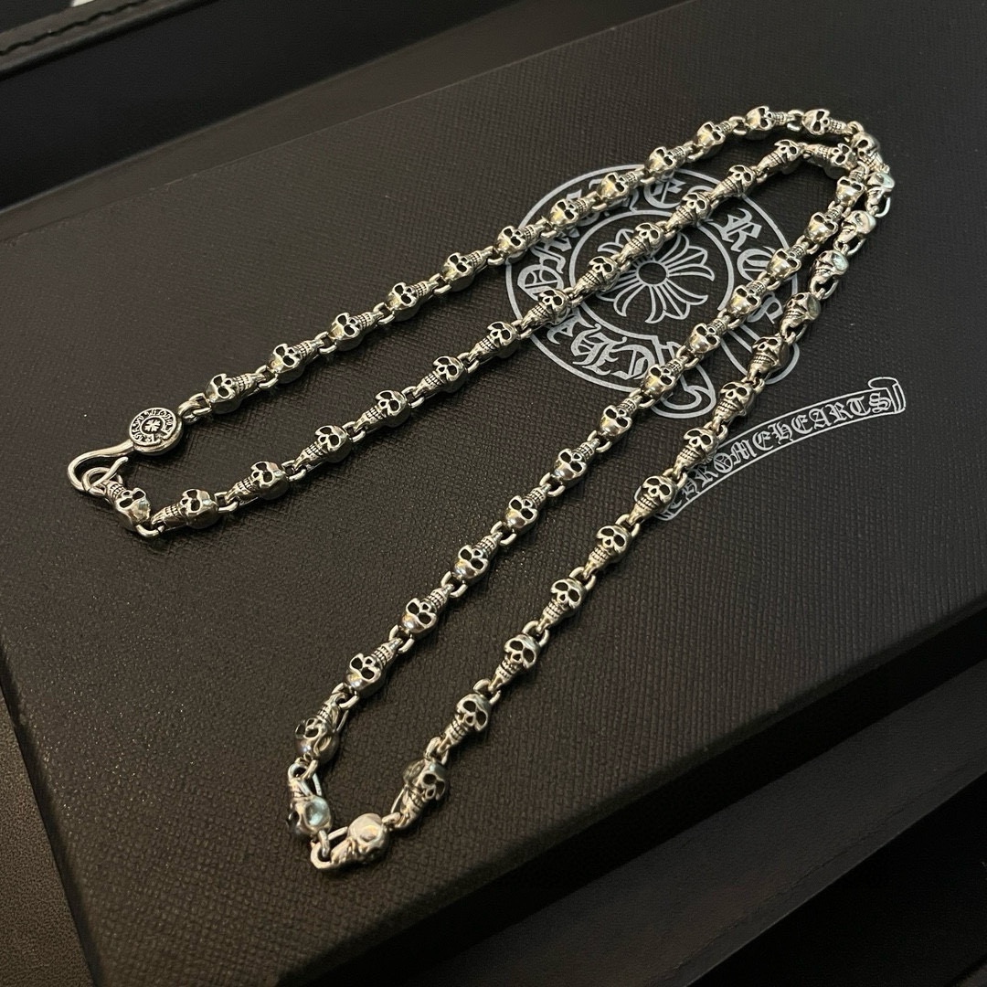  新款【专柜品质】Chrome Hearts克罗心 经典复古骷髅头项链 凹凸造型不同的花纹设计风格 呈现