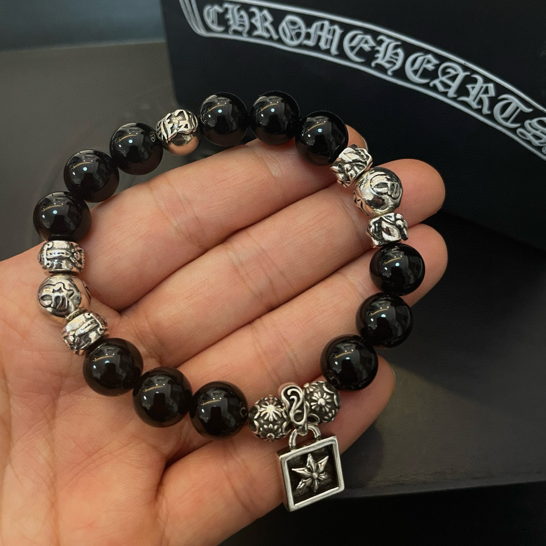 新款【专柜品质】Chrome Hearts克罗心经典复古多元素黑曜石手串手链 ，快手/ins/小红书热门
