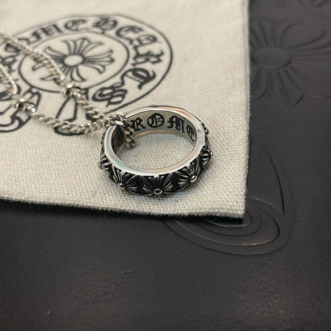    新款【专柜品质】Chrome Hearts克罗心 经典复古十字架项链，十字花戒指吊坠 凹凸造型不同