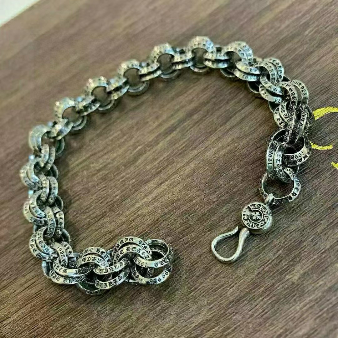 批 专柜精工版本 Chrome He@rts复古字母圈手链 权志龙明星同款 复古做旧风格 原版复刻 纯手
