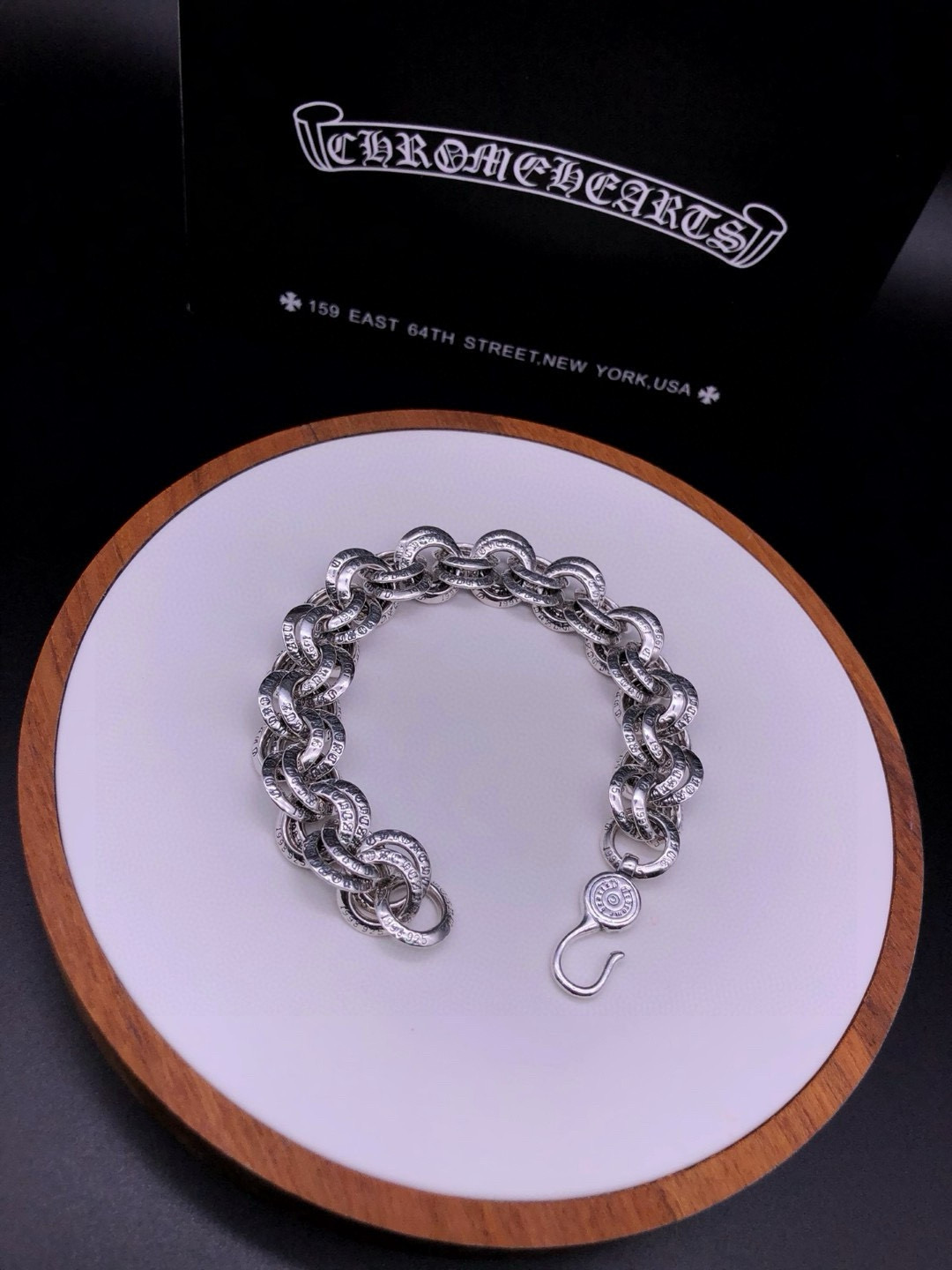 批 专柜精工版本 Chrome He@rts复古字母圈手链 权志龙明星同款 复古做旧风格 原版复刻 纯手
