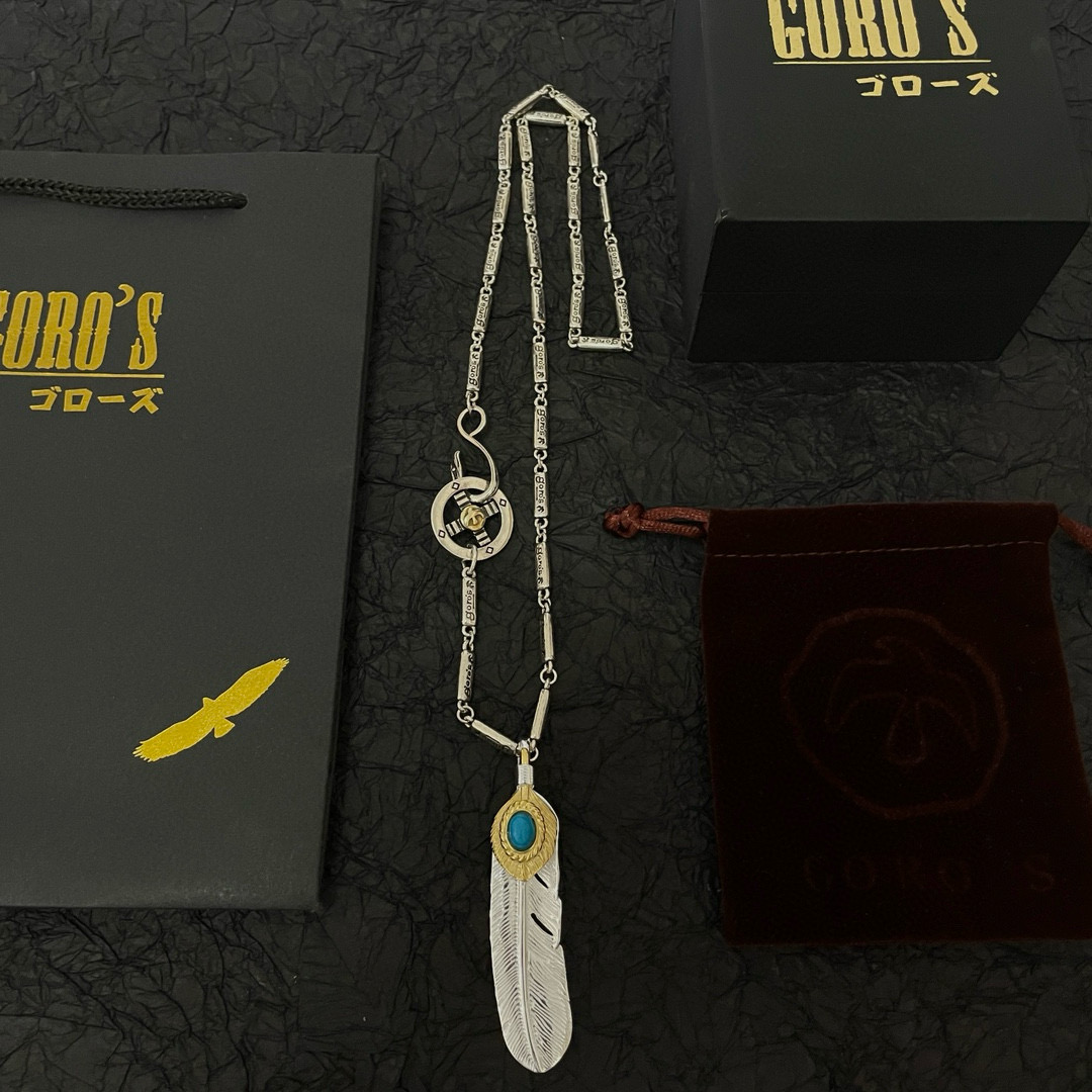 【新品上架】Goro’s高桥吾郎松石羽毛吊坠，高桥经典竹节项链，顶级版本，认准独家拍摄，主攻高端市场 ，