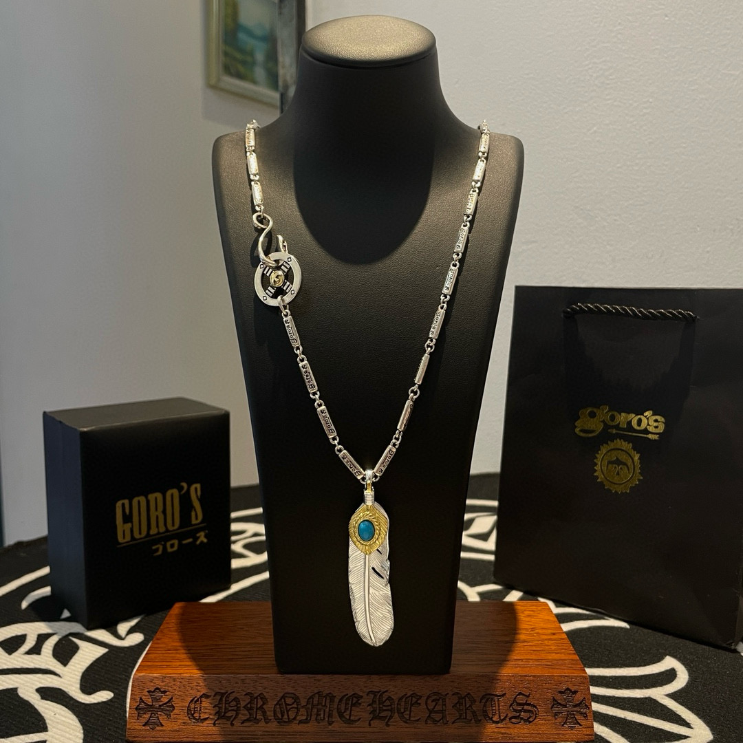 【新品上架】Goro’s高桥吾郎松石羽毛吊坠，高桥经典竹节项链，顶级版本，认准独家拍摄，主攻高端市场 ，