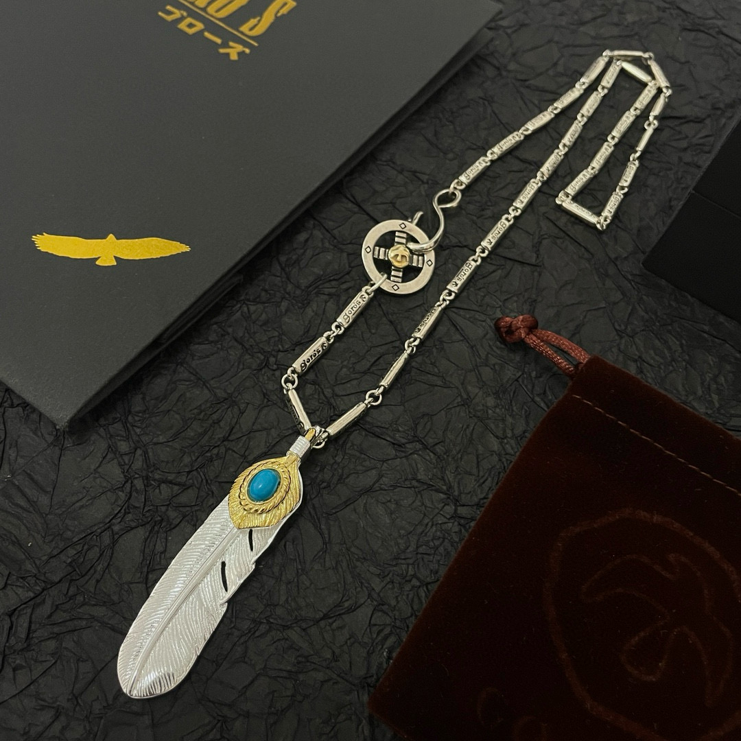 【新品上架】Goro’s高桥吾郎松石羽毛吊坠，高桥经典竹节项链，顶级版本，认准独家拍摄，主攻高端市场 ，