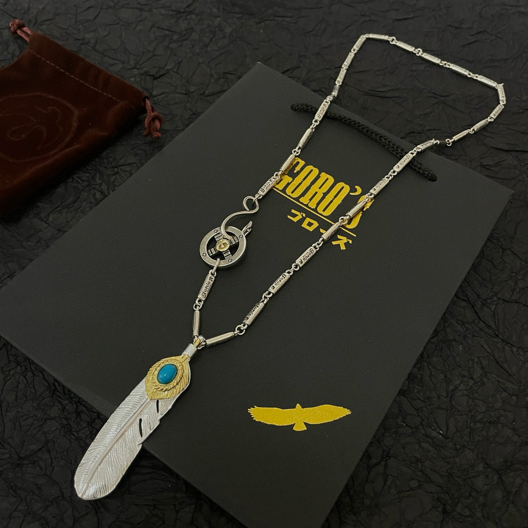 【新品上架】Goro’s高桥吾郎松石羽毛吊坠，高桥经典竹节项链，顶级版本，认准独家拍摄，主攻高端市场 ，
