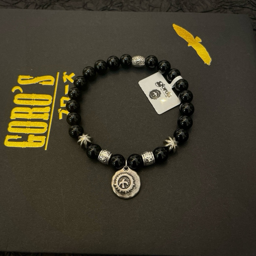 批【新品上架】Goro’s高桥吾郎黑玛瑙小银牌手串手链，顶级版本 认准独家拍摄 主攻高端市场 绝对区别普