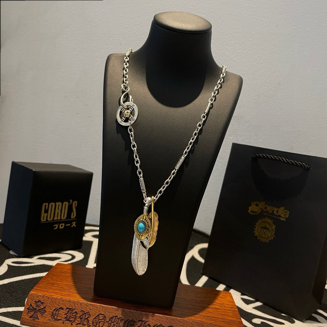 批    【新品上架】Goro’s高桥吾郎松石羽毛吊坠，高桥经典竹节项链，顶级版本，认准独家拍摄，主攻高
