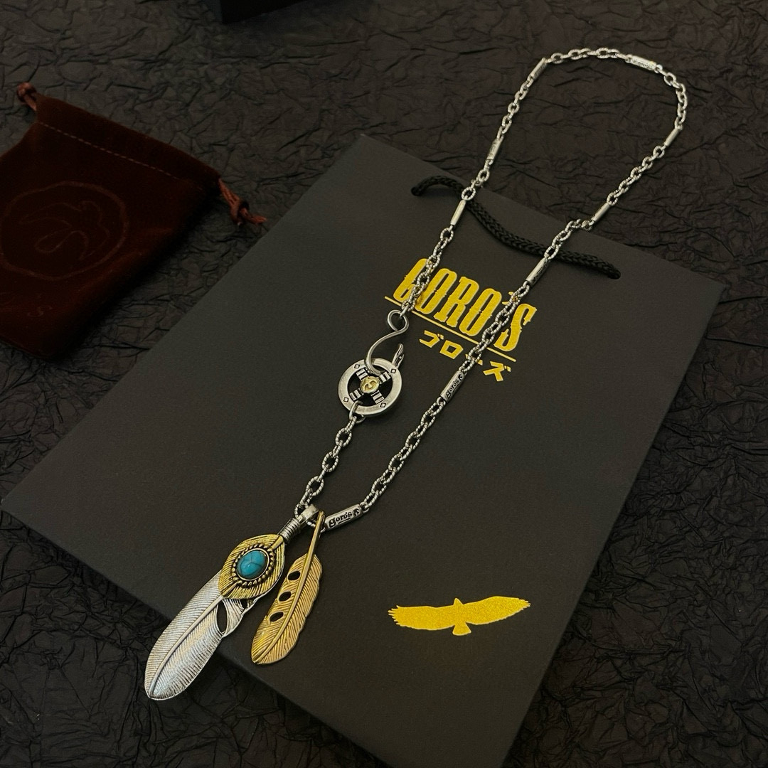 批    【新品上架】Goro’s高桥吾郎松石羽毛吊坠，高桥经典竹节项链，顶级版本，认准独家拍摄，主攻高