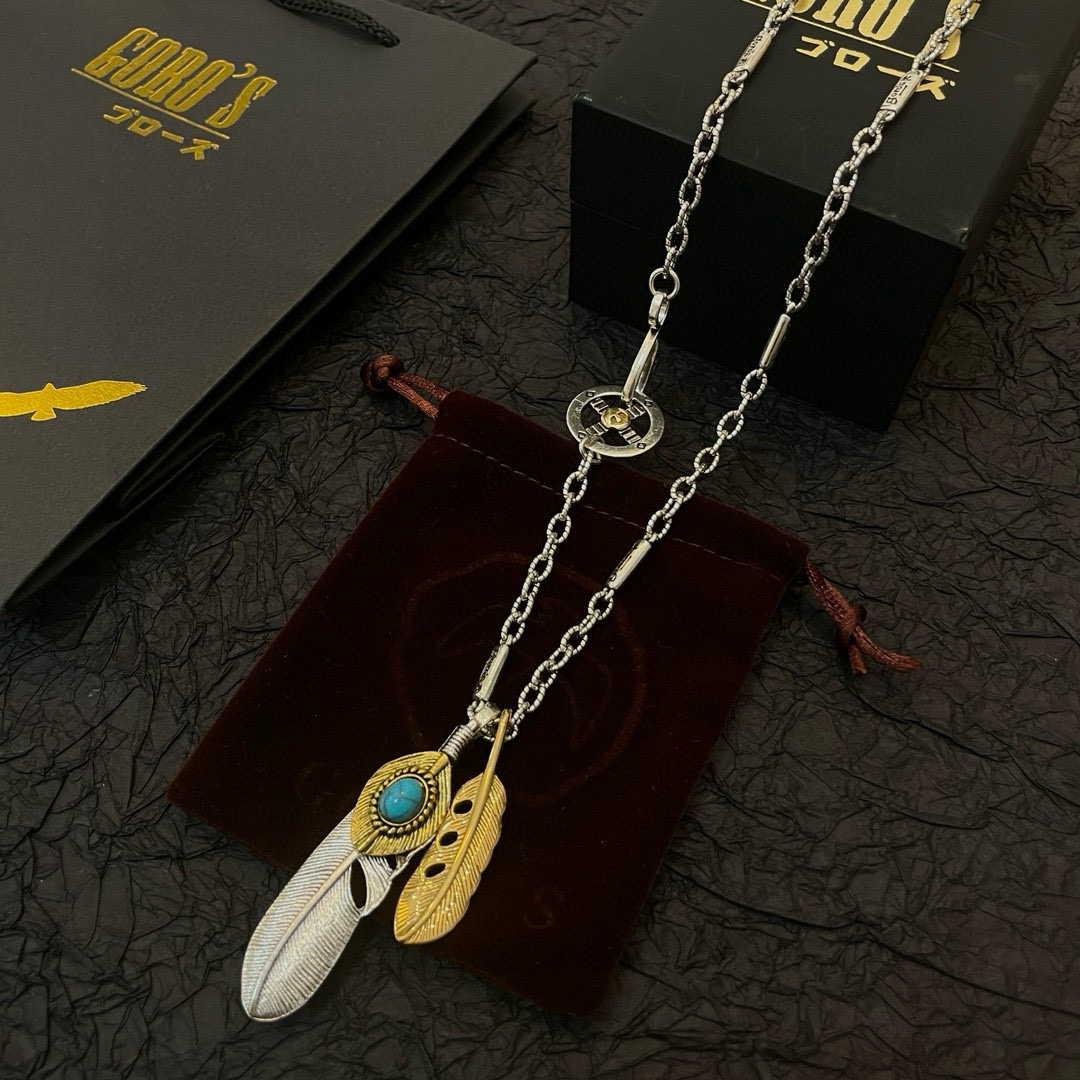 批    【新品上架】Goro’s高桥吾郎松石羽毛吊坠，高桥经典竹节项链，顶级版本，认准独家拍摄，主攻高