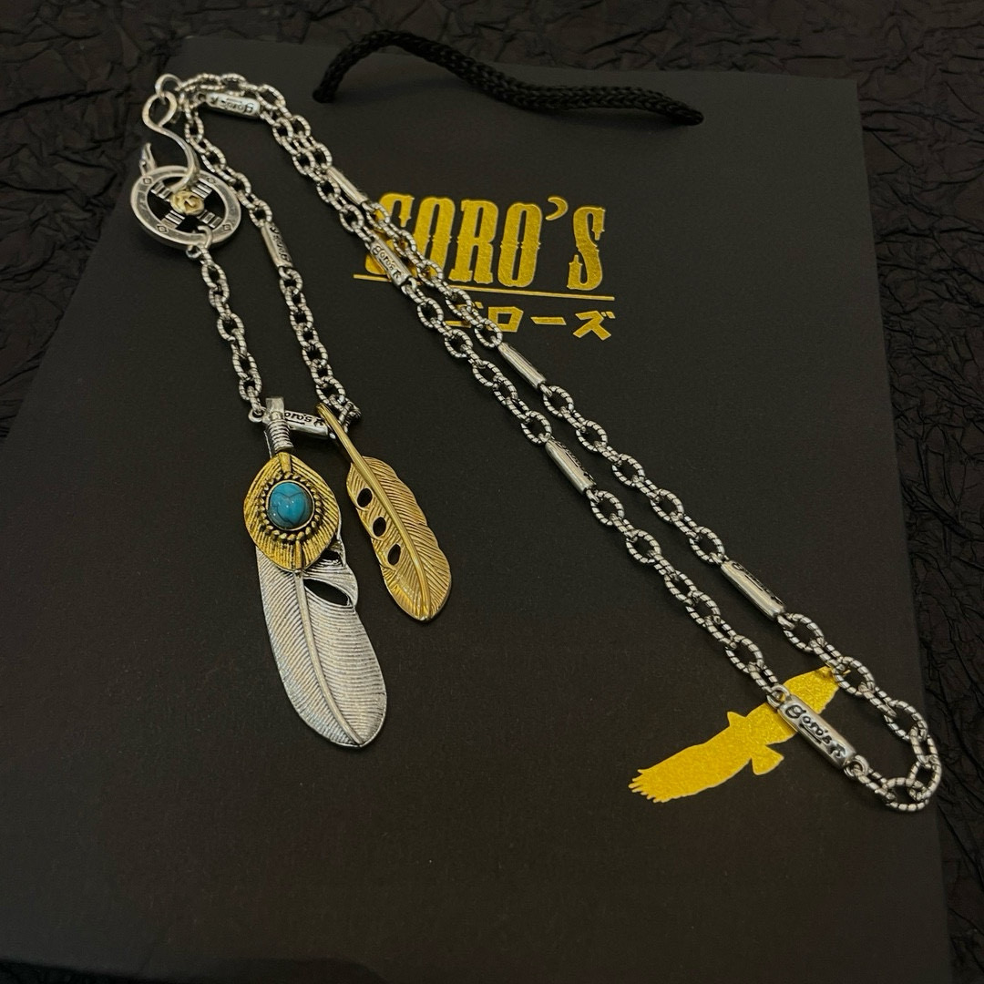 批    【新品上架】Goro’s高桥吾郎松石羽毛吊坠，高桥经典竹节项链，顶级版本，认准独家拍摄，主攻高