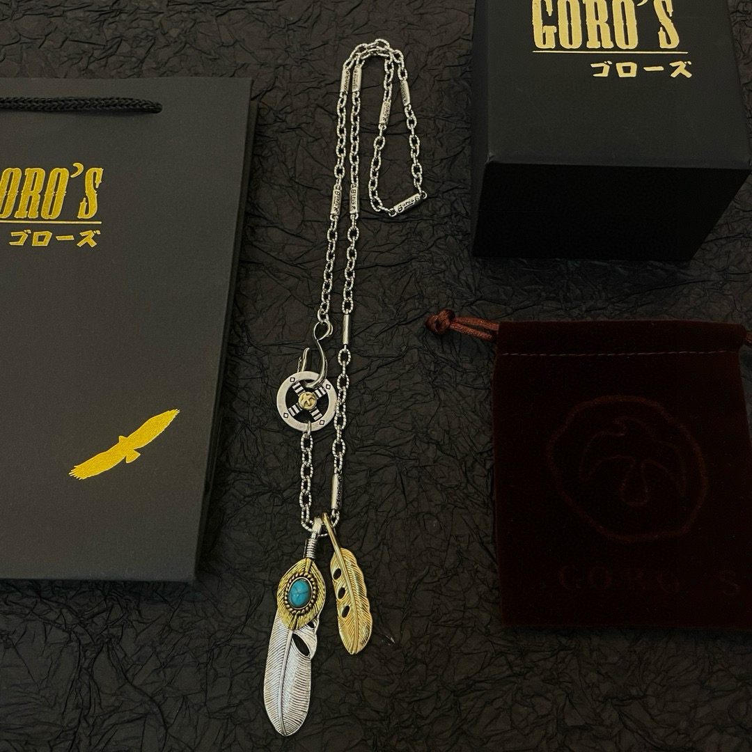 批    【新品上架】Goro’s高桥吾郎松石羽毛吊坠，高桥经典竹节项链，顶级版本，认准独家拍摄，主攻高