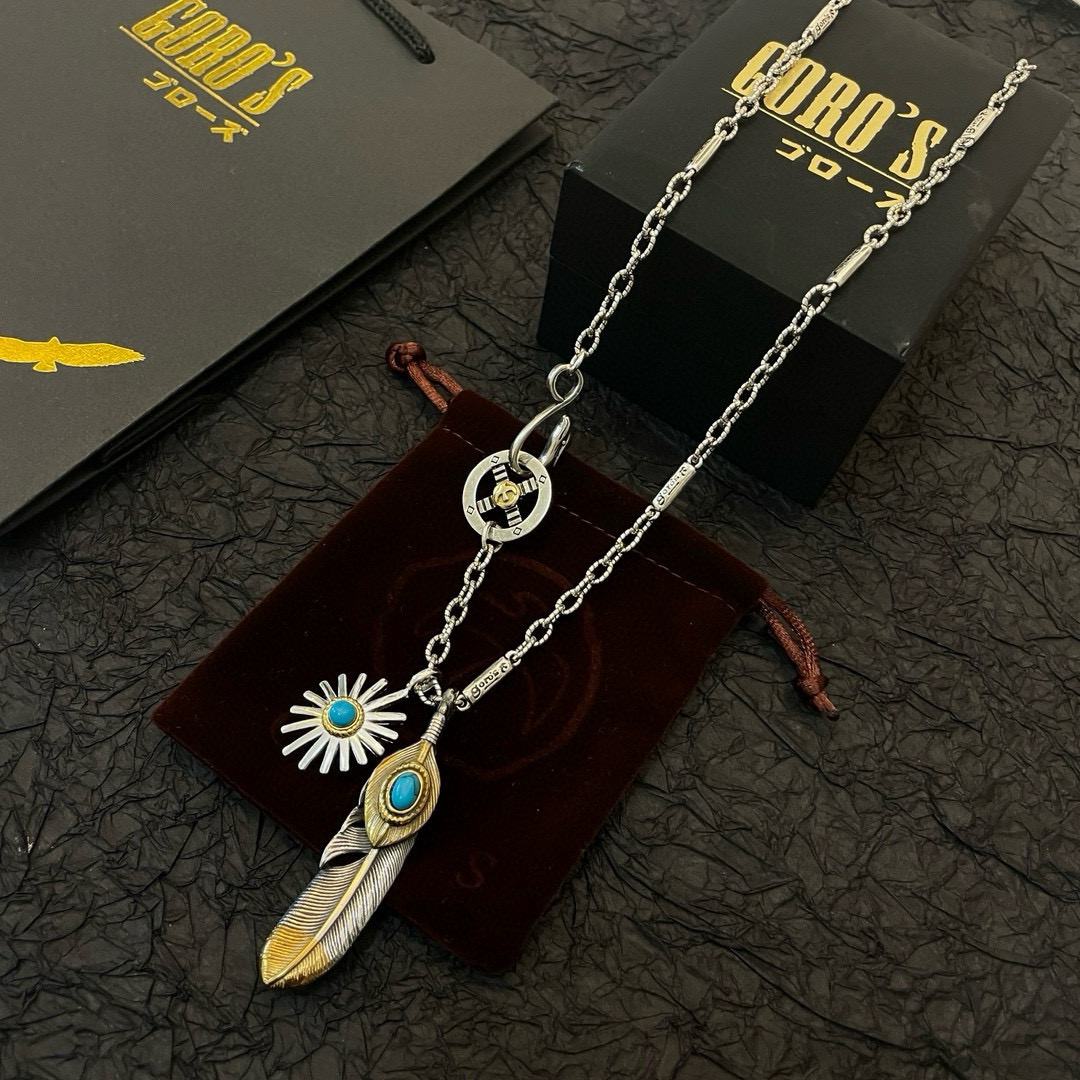 批 【新品上架】Goro’s高桥吾郎松石松石羽毛吊坠，高桥经典字母竹节项链，顶级版本，认准独家拍摄，主攻