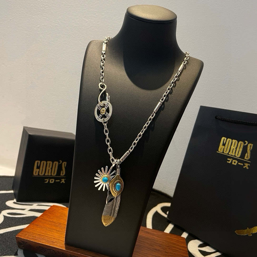批 【新品上架】Goro’s高桥吾郎松石松石羽毛吊坠，高桥经典字母竹节项链，顶级版本，认准独家拍摄，主攻
