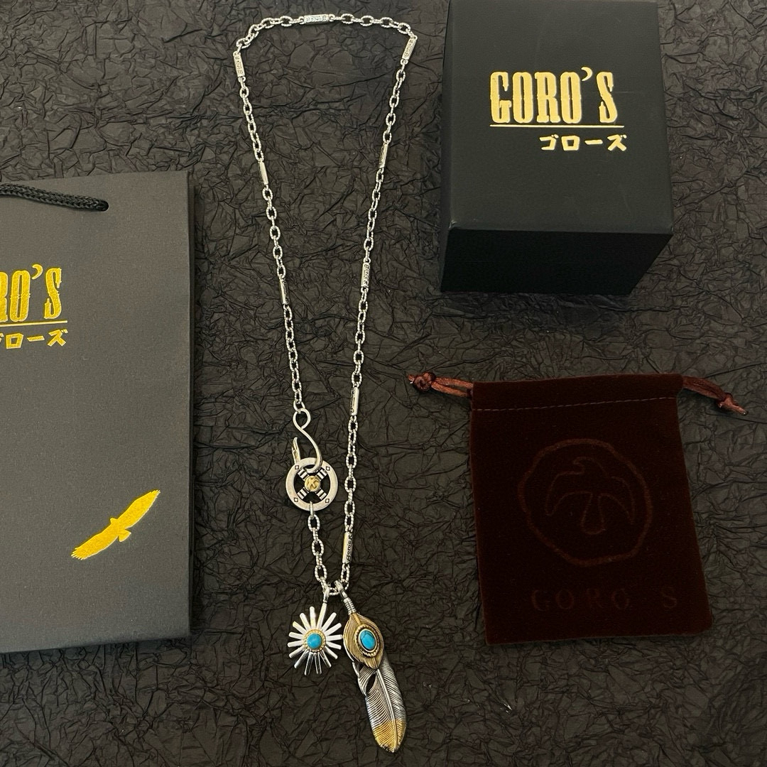 批 【新品上架】Goro’s高桥吾郎松石松石羽毛吊坠，高桥经典字母竹节项链，顶级版本，认准独家拍摄，主攻