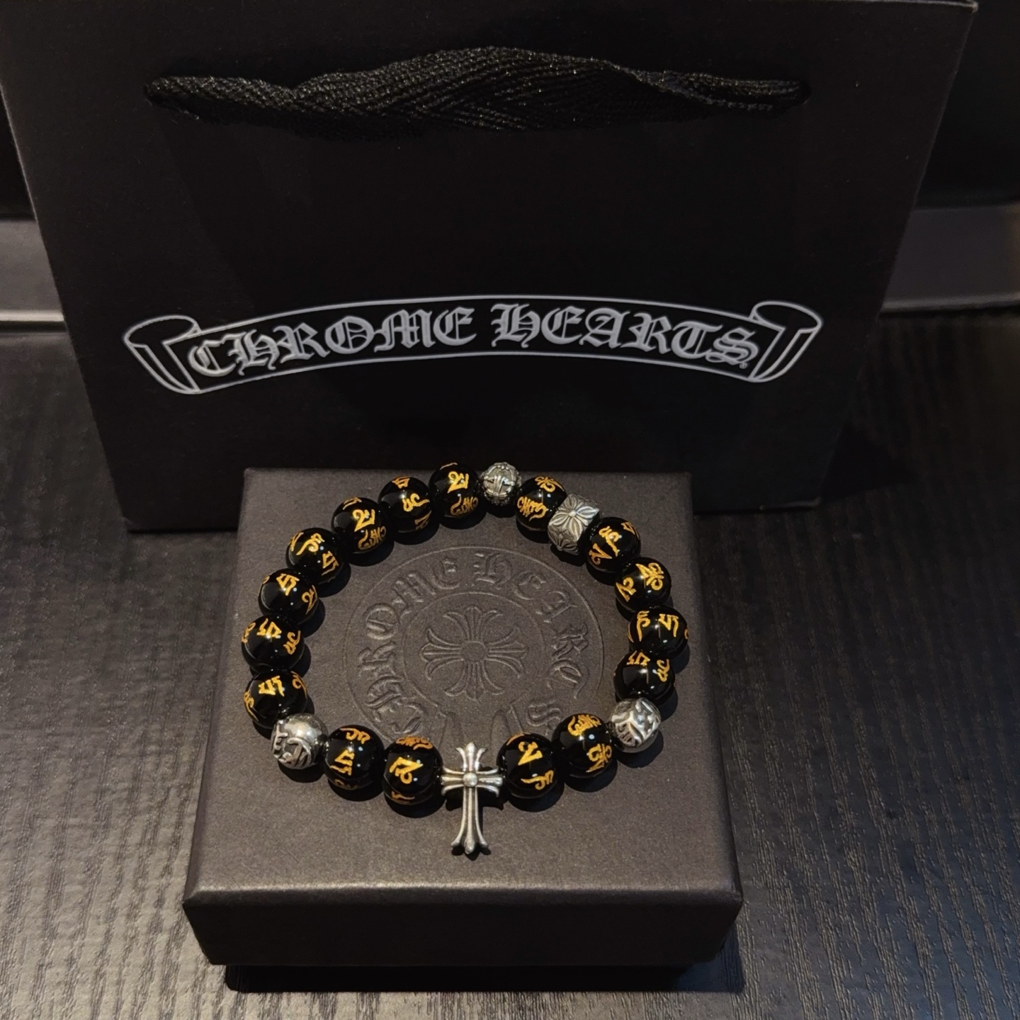 Chrome Hearts Inspired Beaded Bracelet with Cross Charm, Alloy Material 2 i1754583090379 5739 0 0