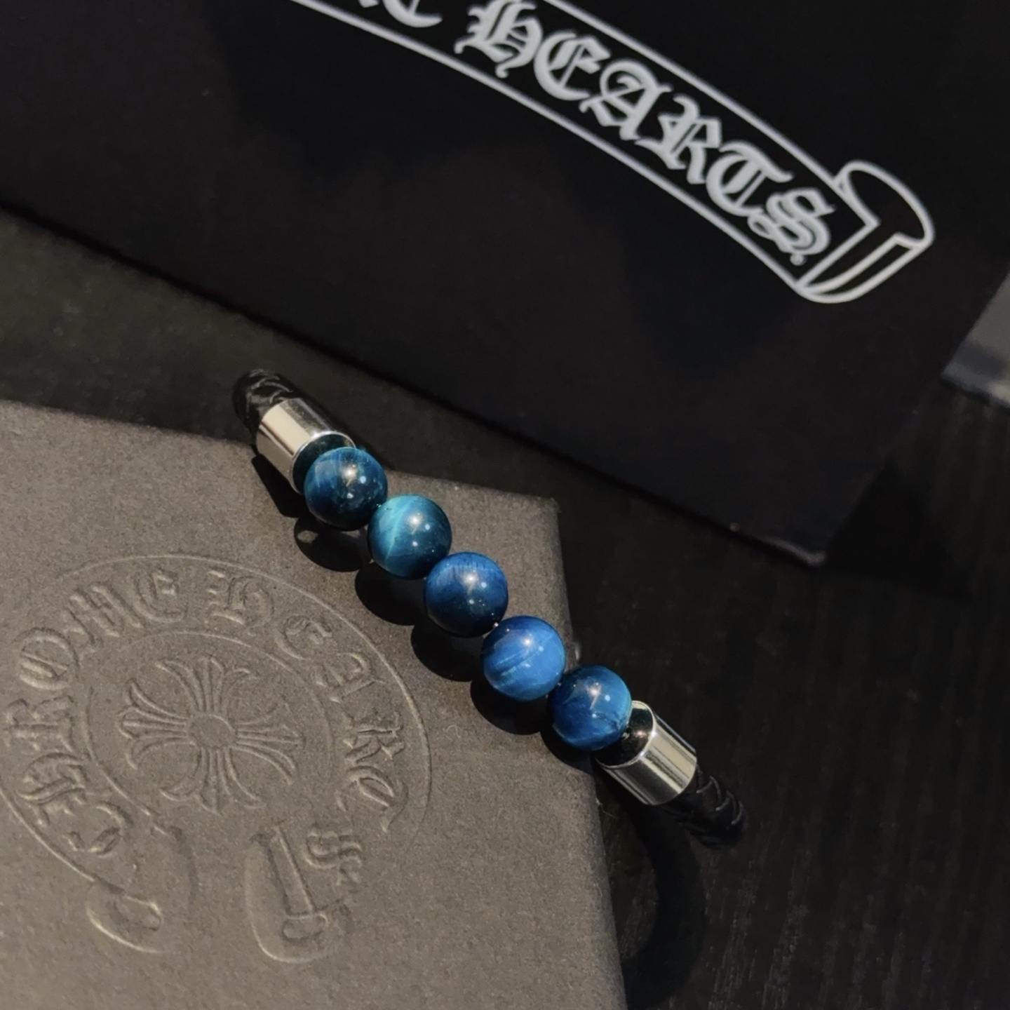 Chrome Hearts Leather Cord Bracelet with Tiger Eye Beads, Alloy Hardware 7 i1754583375198 2325 0 4