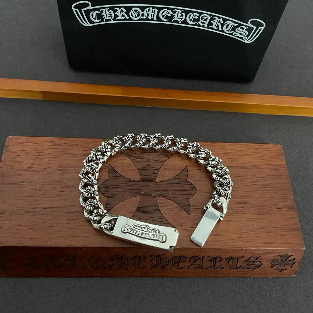  新款 【专柜精工版本】Chrome He@rts克罗心全花十字架镶钻手链 权志龙明星同款 复古做旧风格