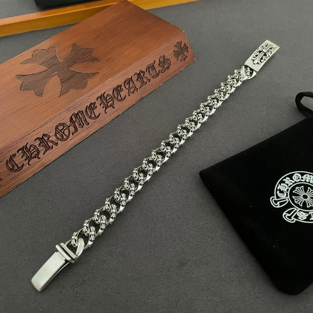  新款 【专柜精工版本】Chrome He@rts克罗心全花十字架镶钻手链 权志龙明星同款 复古做旧风格