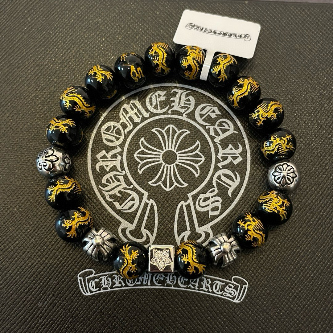 新款【专柜品质】Chrome Hearts克罗心 经典复古祥龙玛瑙*多元素珠子手链 凹凸造型不同的花纹
