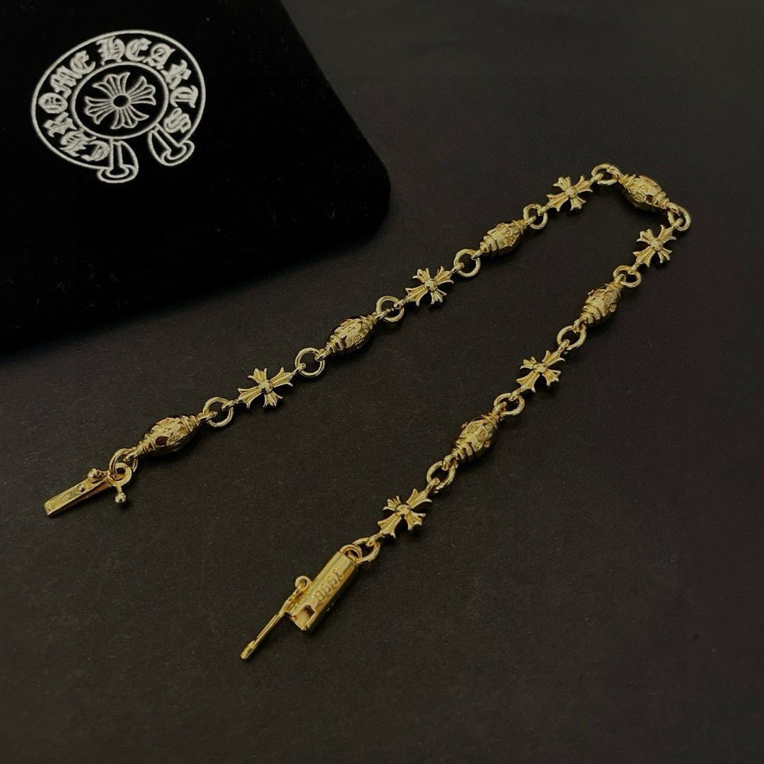  新款【专柜品质】Chrome Hearts克罗心 经典黄金色童军花复古手链 凹凸造型不同的花纹设计风格