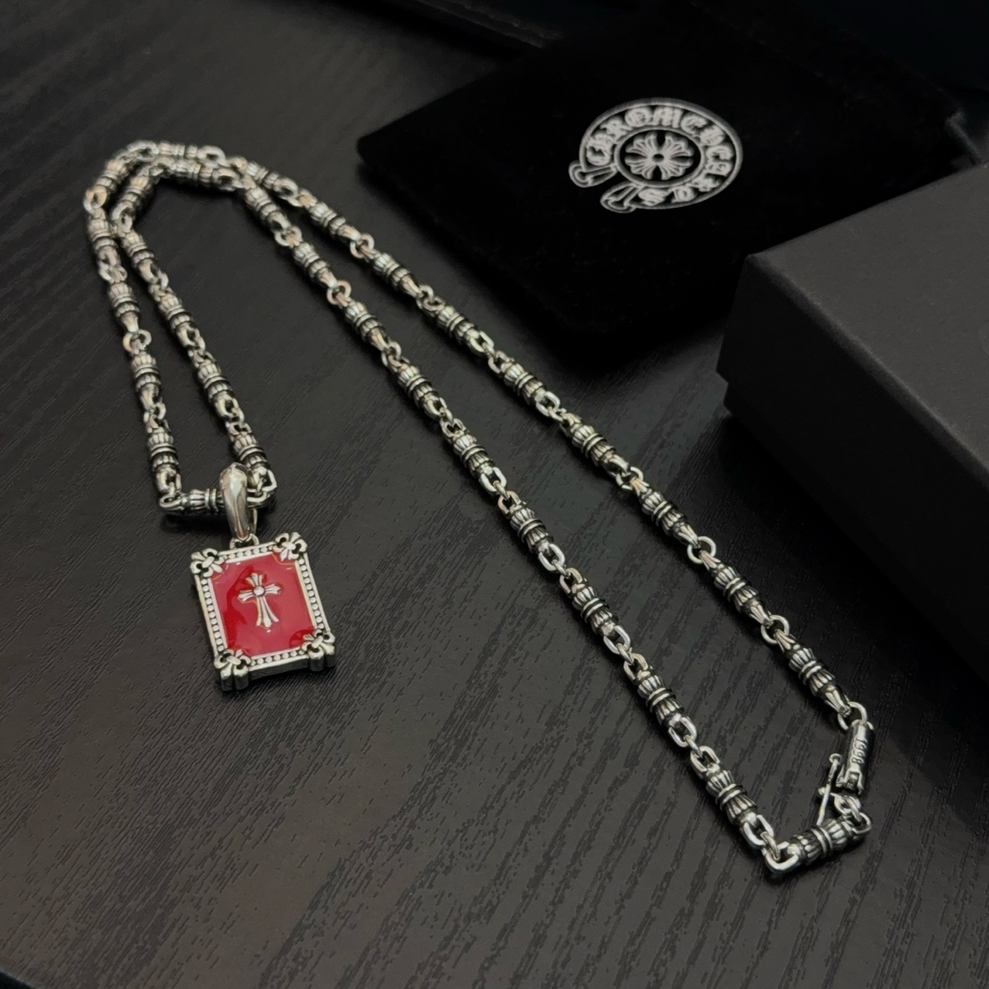  新款【专柜品质】Chrome Hearts克罗心经典复古十字花球项链 方牌十字架吊坠 凹凸造型不同的花