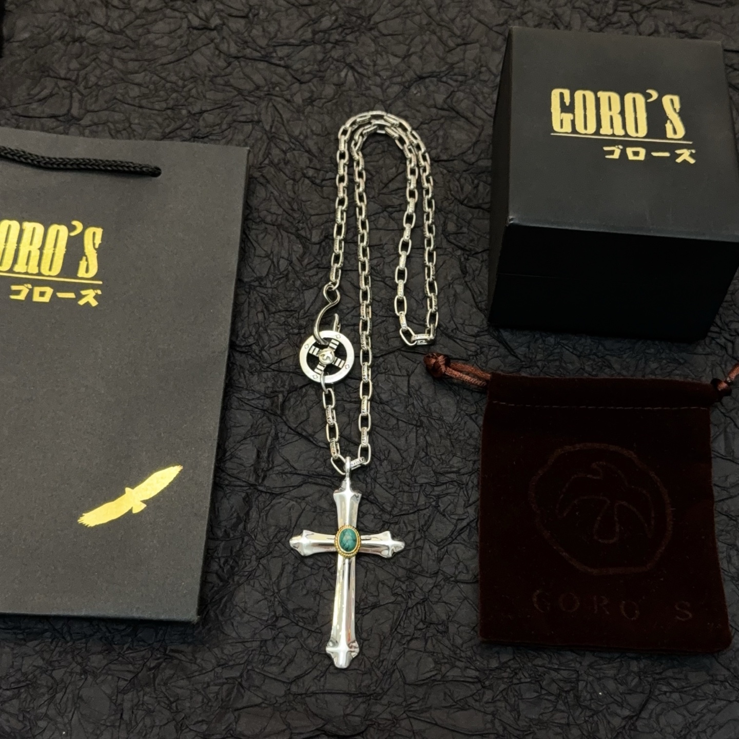 批  【新品上架】Goro’s高桥吾郎复古松石十字架项链  顶级版本 认准独家拍摄 主攻高端市场 绝对区