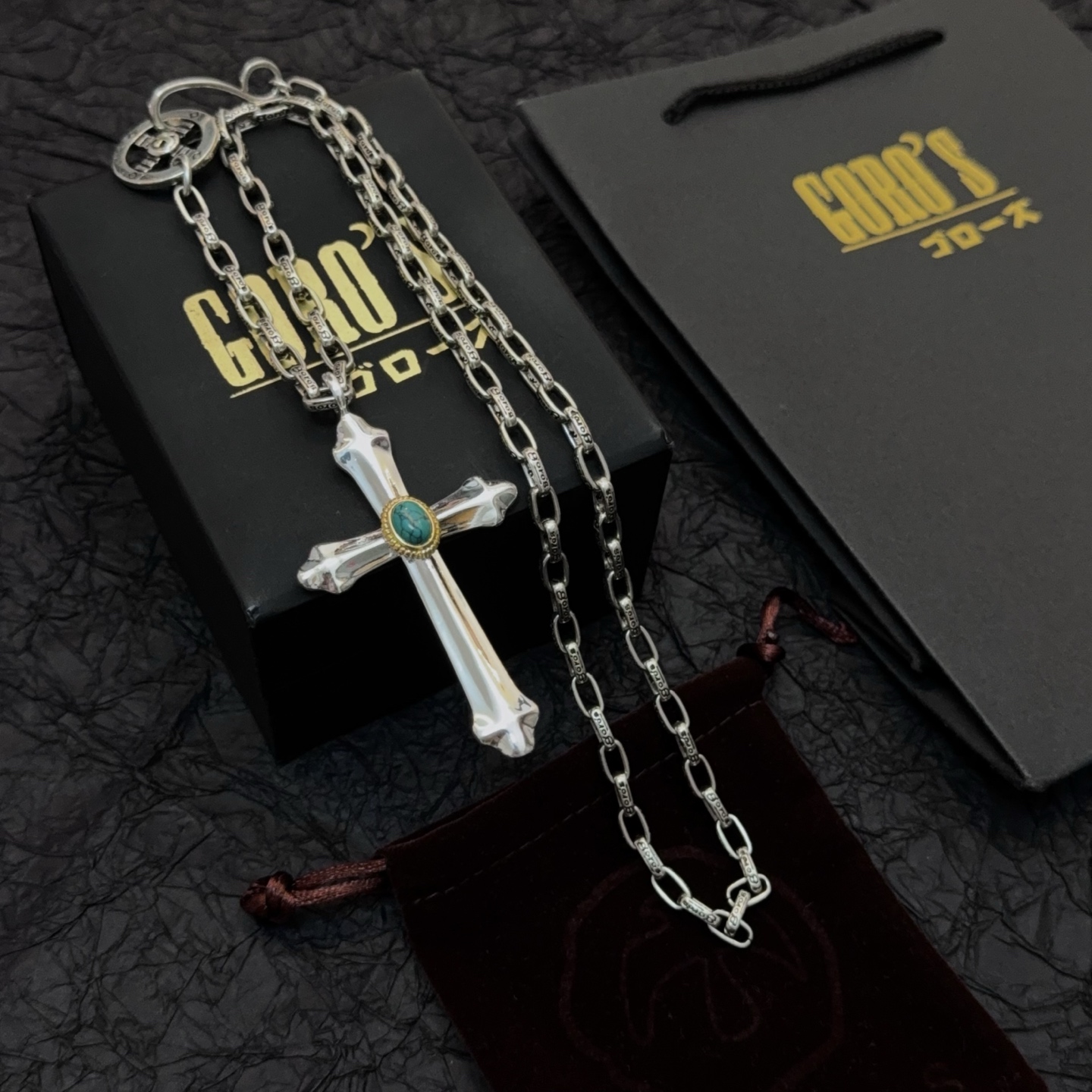 批  【新品上架】Goro’s高桥吾郎复古松石十字架项链  顶级版本 认准独家拍摄 主攻高端市场 绝对区