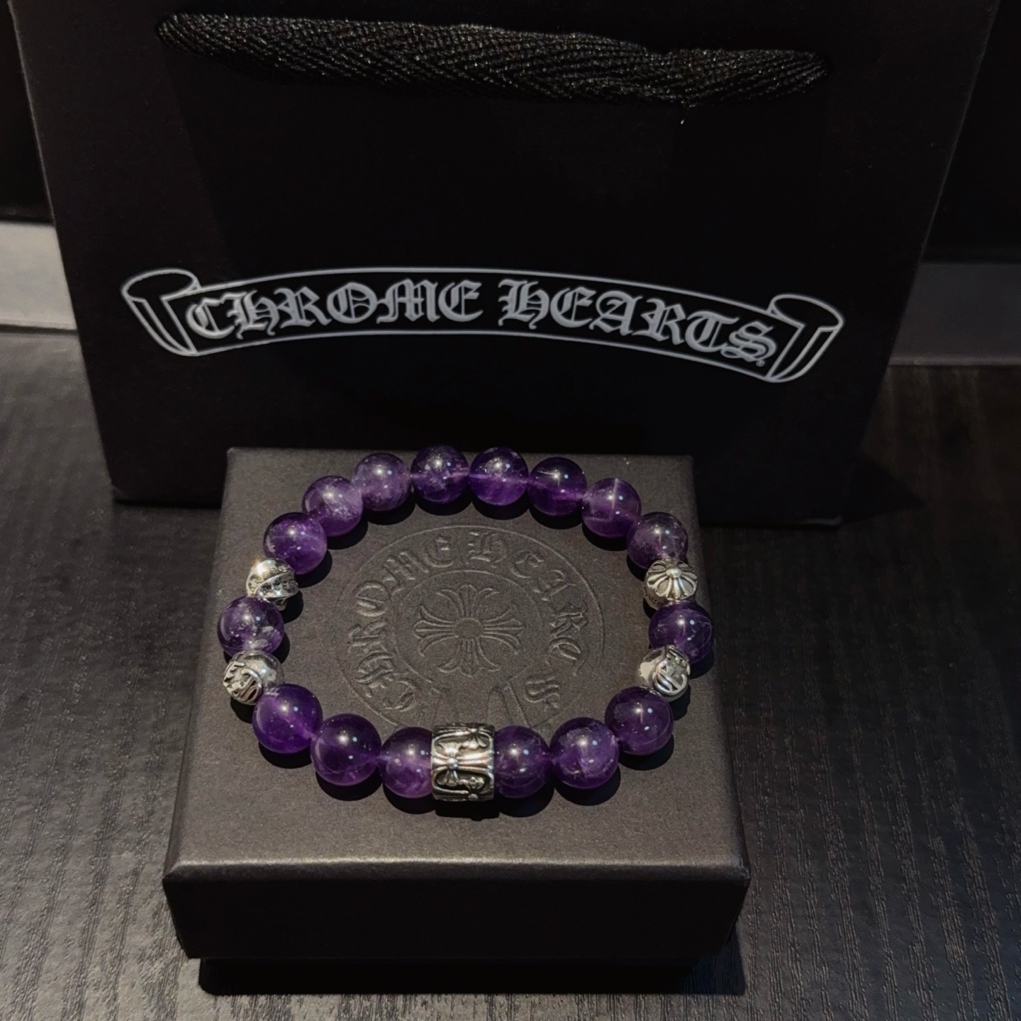  新款【专柜品质】Chrome Hearts克罗心 经典复古多元素手串手链 ，凹凸造型不同的花纹设计风格