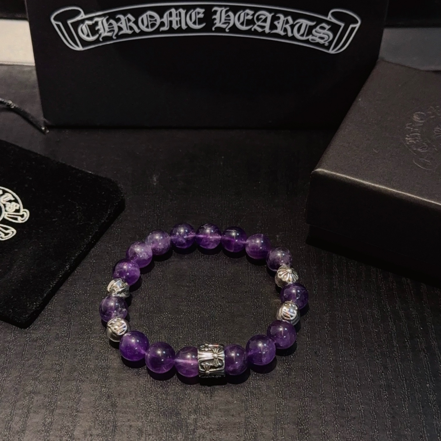  新款【专柜品质】Chrome Hearts克罗心 经典复古多元素手串手链 ，凹凸造型不同的花纹设计风格