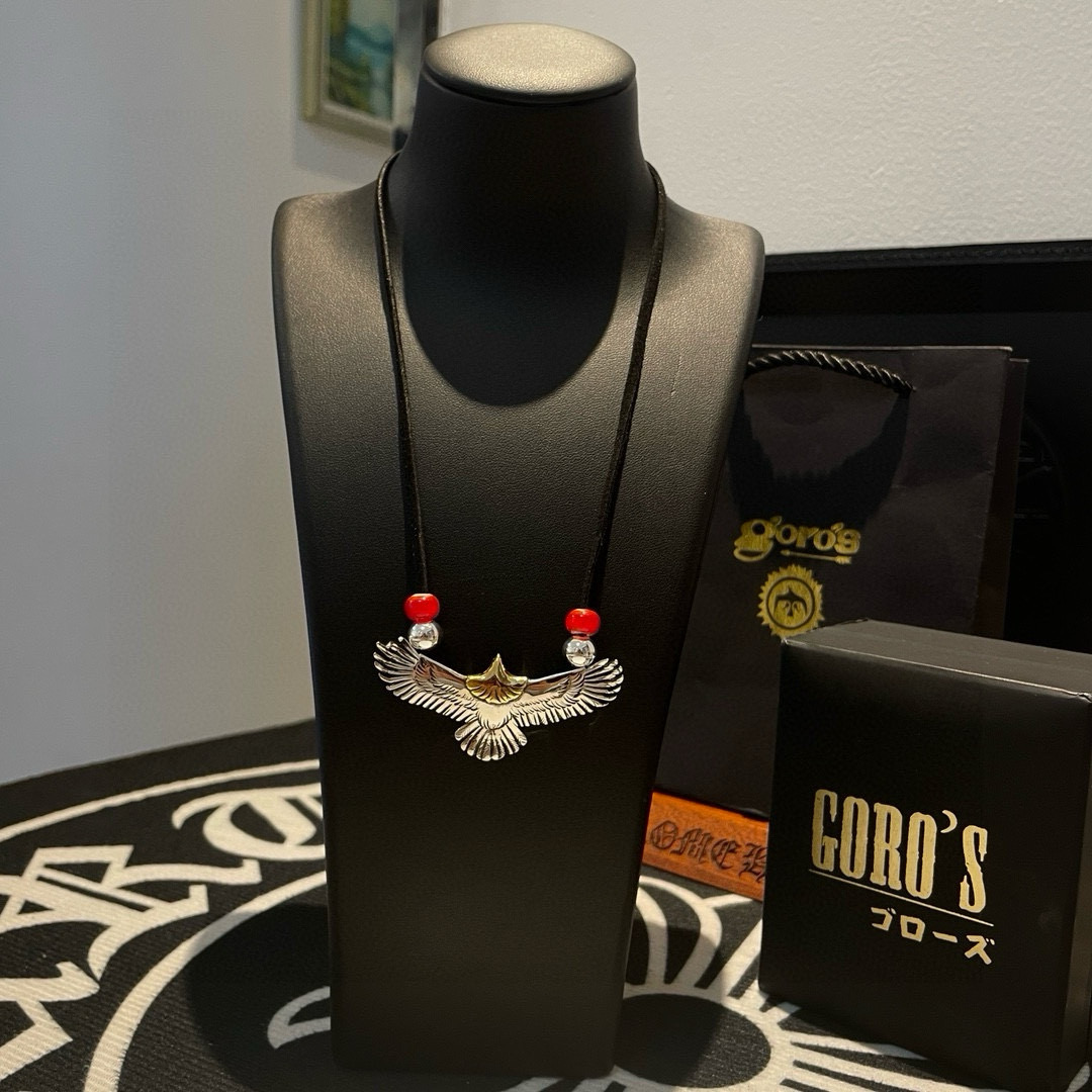 批  【新品上架】Goro’s高桥吾郎老鹰吊坠，经典鹿皮绳红琉璃项链，顶级版本，认准独家拍摄，主攻高端市
