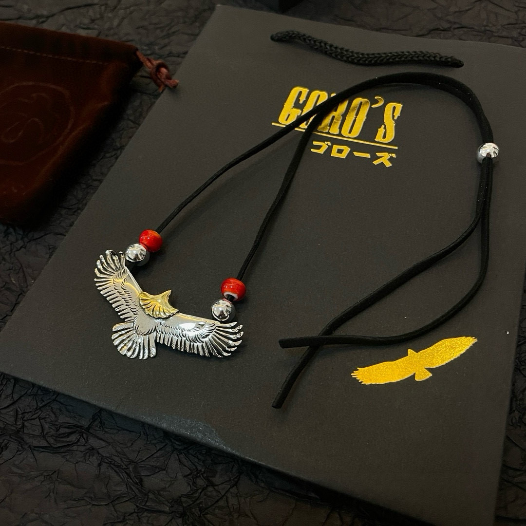 批  【新品上架】Goro’s高桥吾郎老鹰吊坠，经典鹿皮绳红琉璃项链，顶级版本，认准独家拍摄，主攻高端市